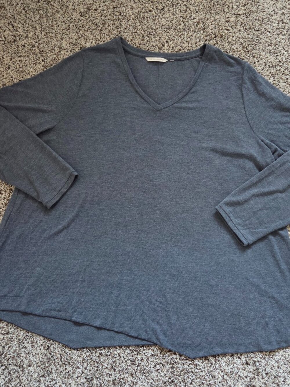 Soft Surroundings Grey Tunic Pullover Plus Size 3X Asymmetrical Hem V-Neck